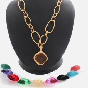 Joan Rivers Gold Tone Chic Links Necklace with 10 interchangeable stones